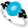 14K White Turquoise and Onyx Cabochon Ring Ref 2987465