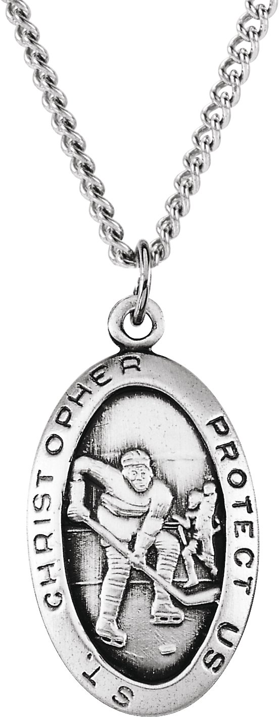 St. Christopher Hockey Medal 24.5 x 15.5mm Ref 507752