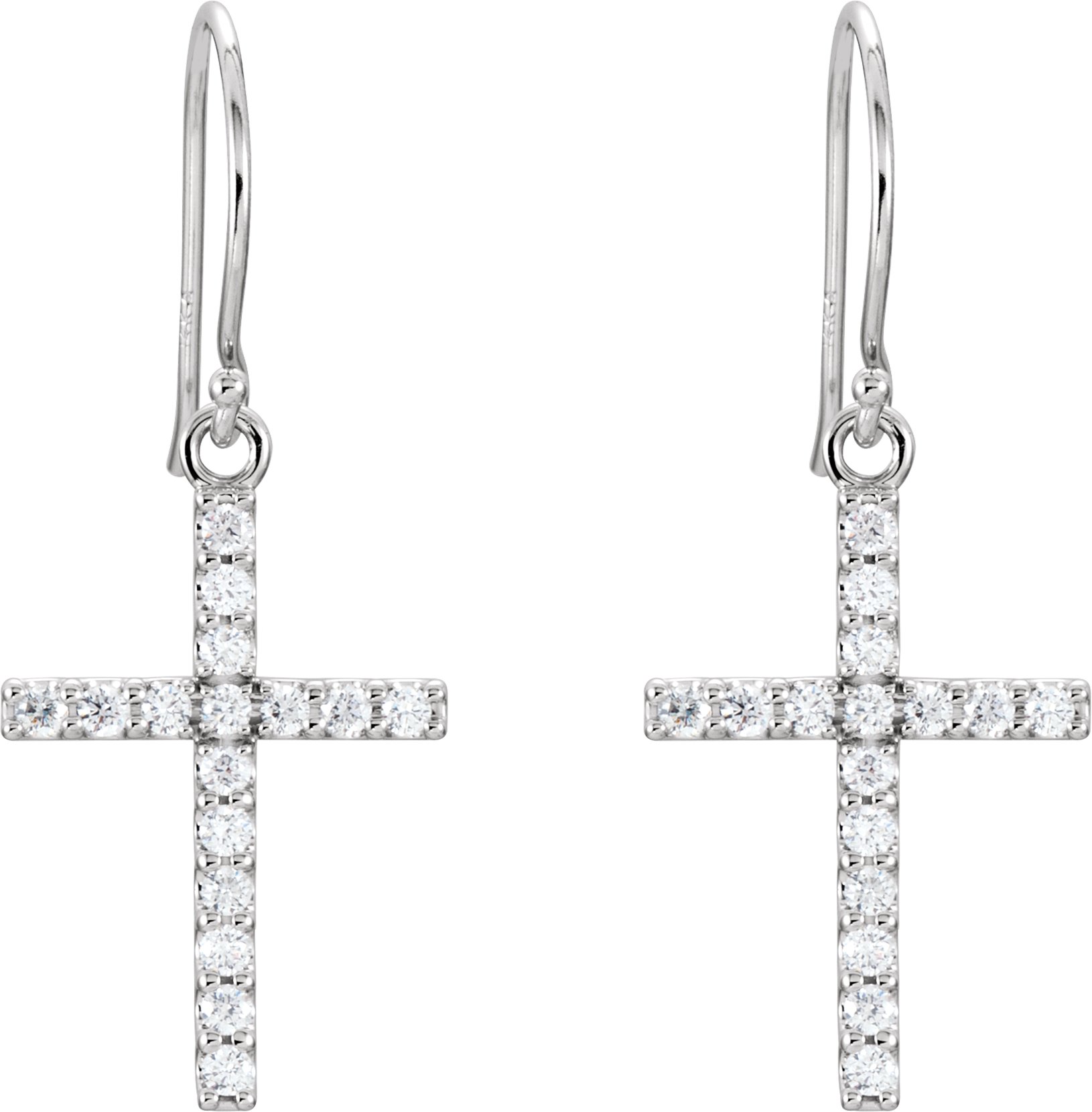 14K White 1/2 CTW Natural Diamond Cross Earrings