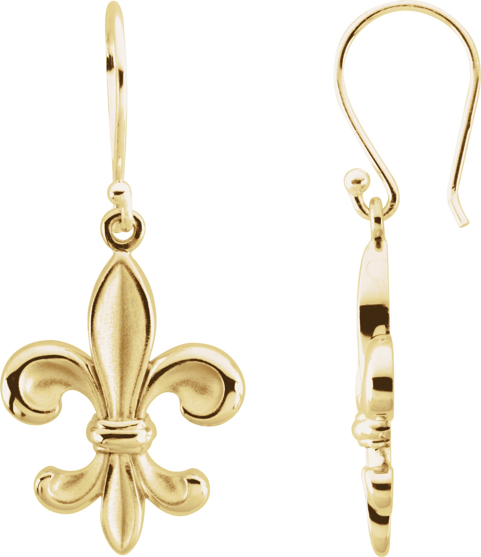 14K Yellow Fleur-de-lis Earring