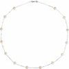 Sterling Silver Freshwater Cultured Pearl Station 18 inch Necklace Ref. 27848