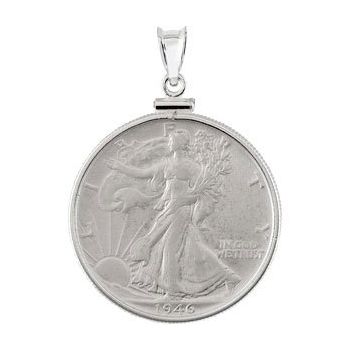 Sterling Silver Walking Liberty .50 Dollar Coin Pendant Ref. 3023128