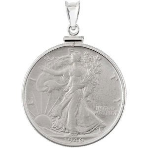 Sterling Silver Walking Liberty 1/2 Dollar Coin Pendant