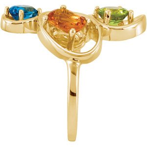 Natural Citrine, Natural Swiss Blue Topaz, Natural Peridot & Natural Rhodolite Garnet Ring view 4