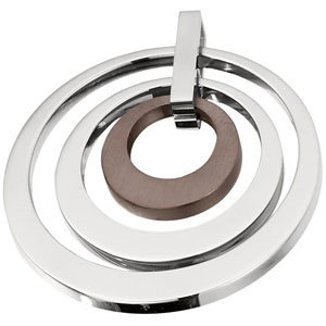 Stainless Steel 33.98x33.91 mm Ladies Triple Circle Pendant with Chocolate Immerse Plating