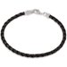 Sterling Silver Black Leather Braided 7.5