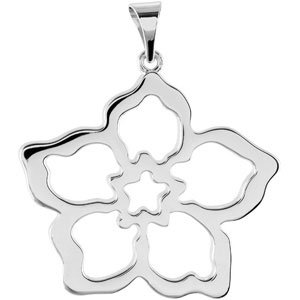 Sterling Silver 24.32x23.64 mm Forget Me Not Pendant