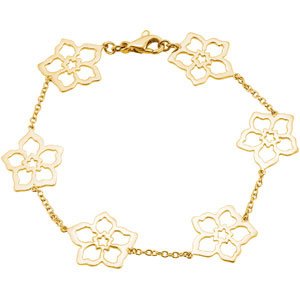 14K Yellow 15 mm Forget Me Not 7 1/4" Bracelet