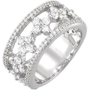 14K White 1 1/2 CTW Natural Diamond Anniversary Band