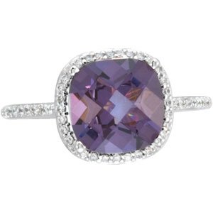 Natural Amethyst & 1/4 CTW Natural Diamond Ring view 3