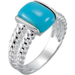 Sterling Silver Chinese Turquoise Ring Size 10 Ref 3158474