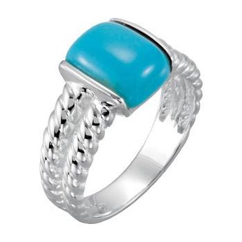 Sterling Silver Chinese Turquoise Ring Size 8 Ref 3158465