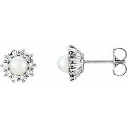 Freshwater Cultured Pearl & Diamond Earrings or Mounting