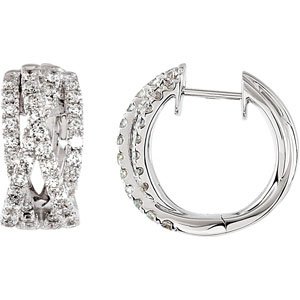68110 / 14K White / Pair 1 3/8 Ct Tw / Polished / Diamond Earrings