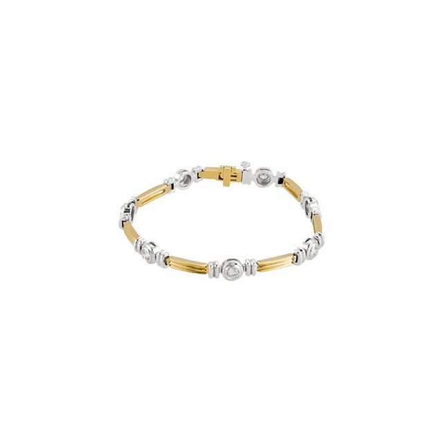 14K Yellow/White 1 CTW Diamond Line 7" Bracelet