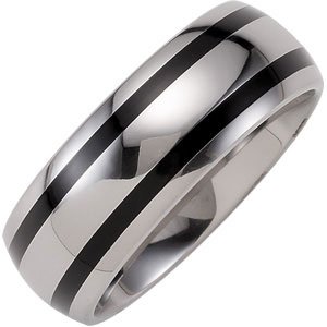 Tungsten 8.3 mm Band with Black Enamel Size 10.5