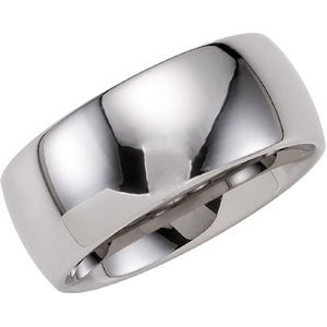 White Tungsten 10 mm Domed Polished Band Size 9