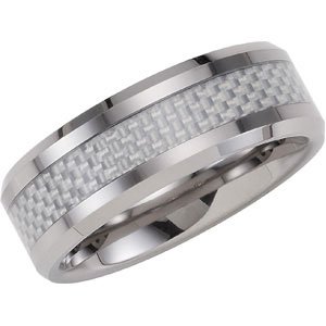 Tungsten & Carbon Fiber 8 mm Beveled-Edge Band Size 11.5