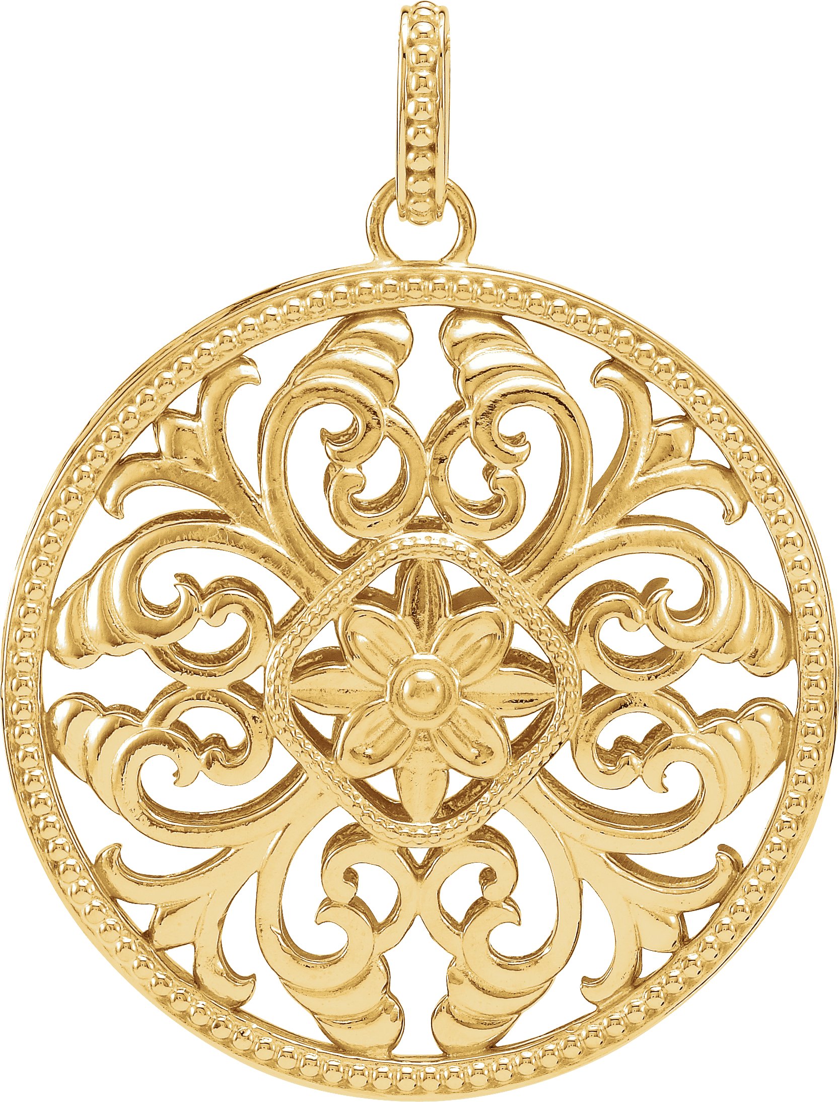 14K Yellow 59x46 mm Filigree Circle Pendant Ref. 3372537