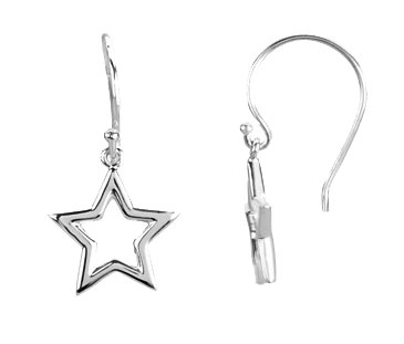 14K White Petite Star Earrings