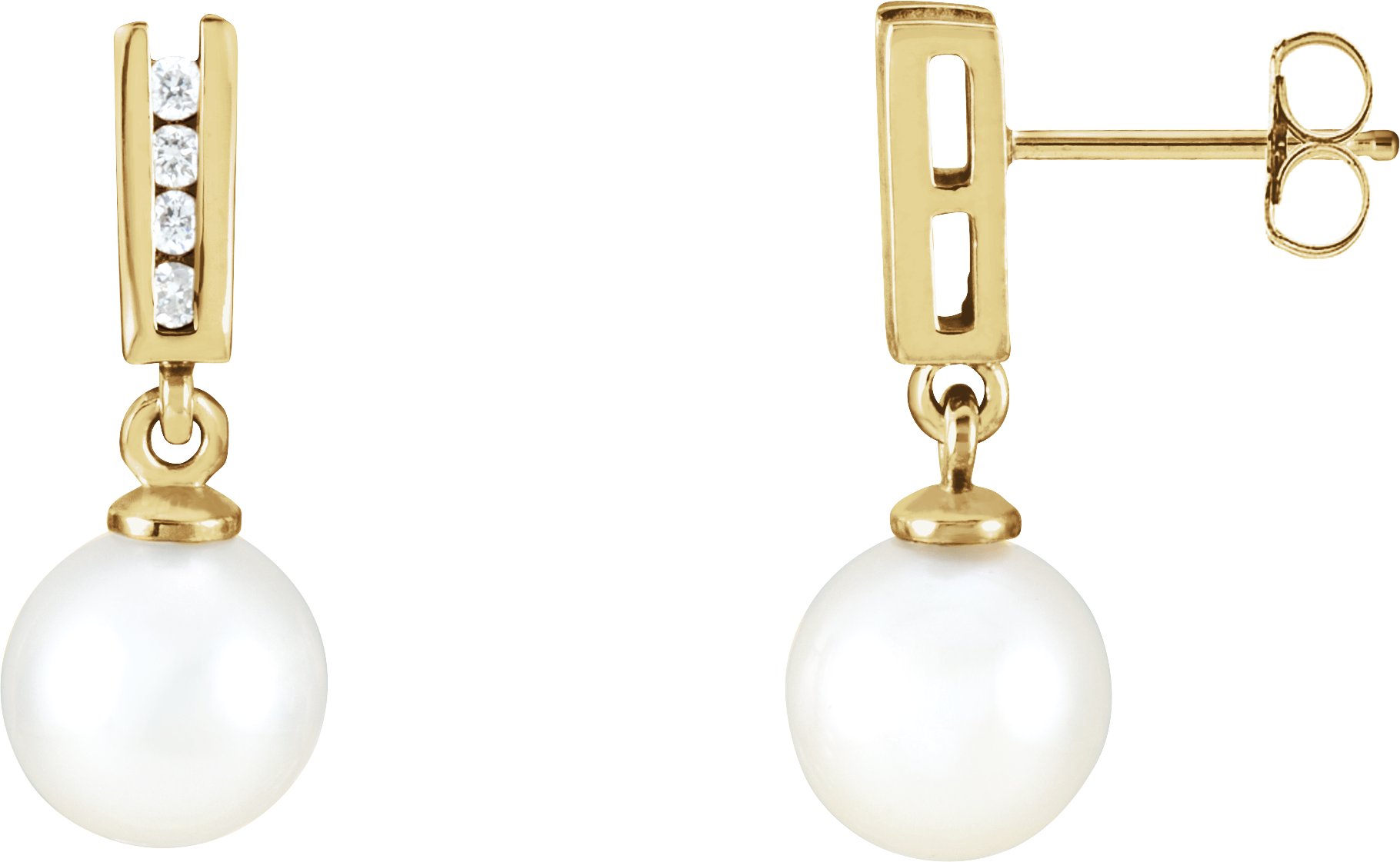 14K Yellow Akoya Cultured Pearl and .125 CTW Diamond Earrings Ref. 1839647