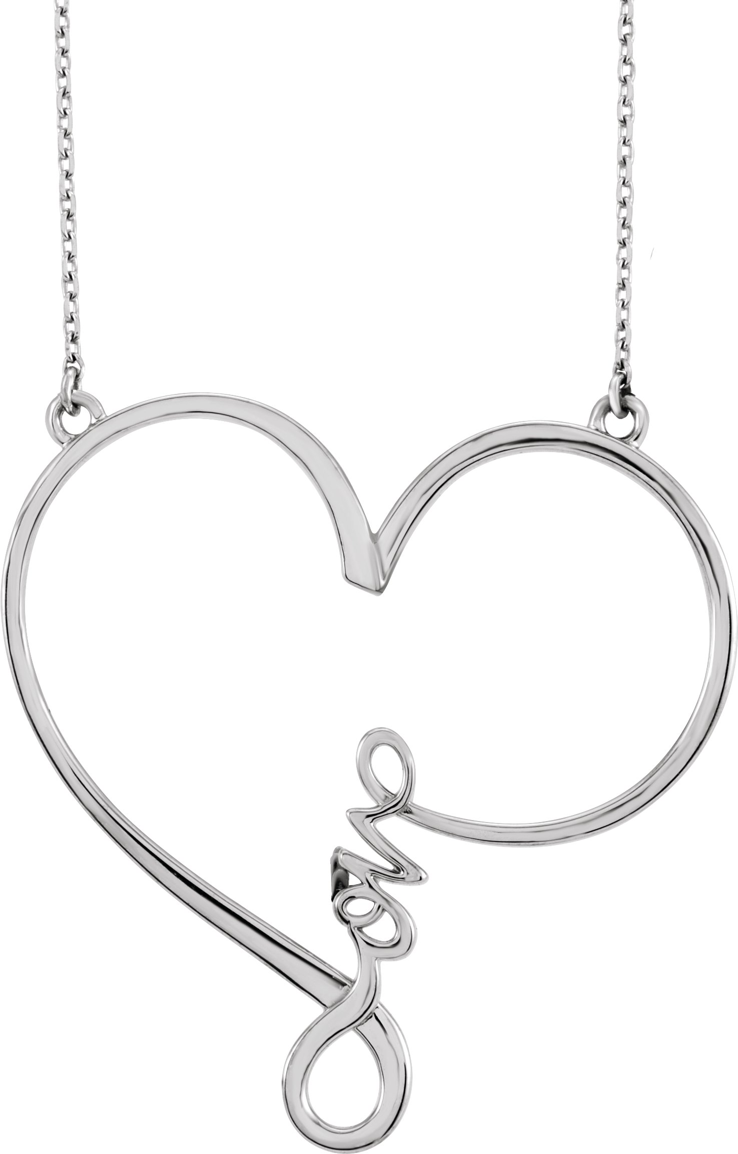 14K White 34x33 mm Infinity-Inspired Love Heart 18" Necklace