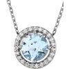 14K White Aquamarine and .06 CTW Diamond 16 inch Necklace Ref 10467348