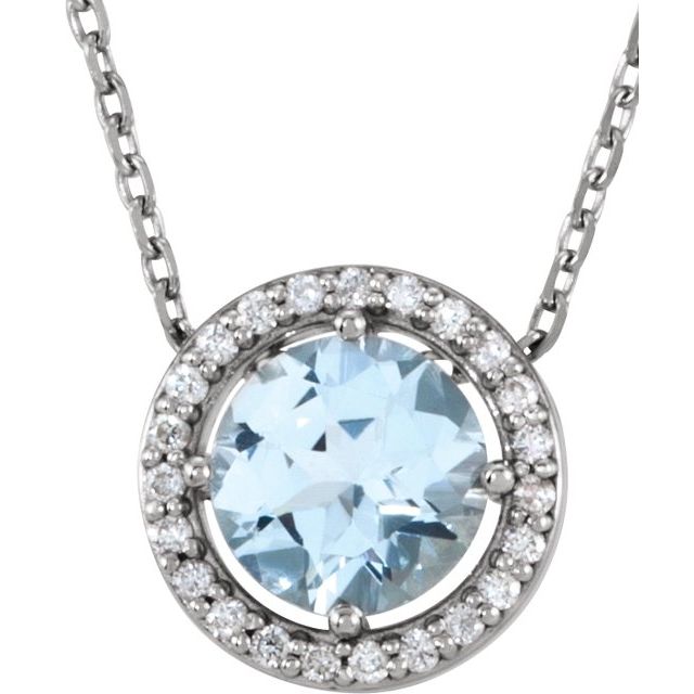 Platinum Natural Blue Zircon & .05 CTW Natural Diamond Halo-Style 16