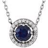 14K White Blue Sapphire and .05 CTW Diamond 16 inch Necklace Ref 10467151