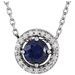 Sterling Silver Imitation Blue Sapphire & .05 CTW Natural Diamond Halo-Style 16