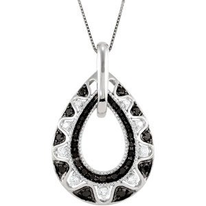 14K White 1/2 CTW Black & White Diamond 18" Necklace