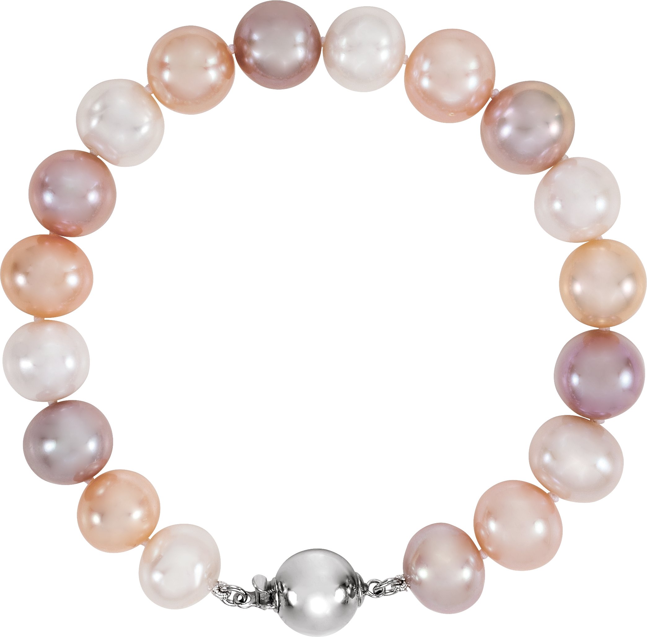 Sterling Silver Cultured Multi-Color Freshwater Pearl 7 3/4" Bracelet