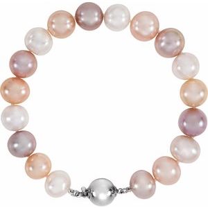 Sterling Silver Cultured Multi-Color Freshwater Pearl 7 3/4" Bracelet