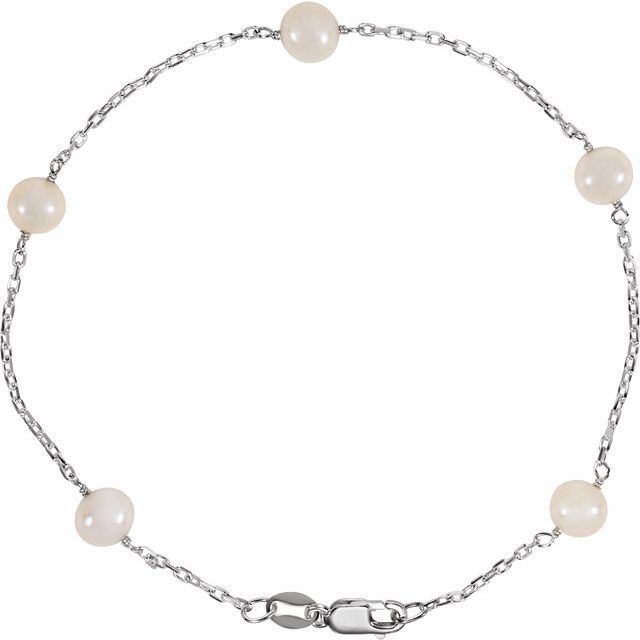 Sterling Silver Freshwater Cultured Pearl Station 7.5