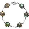 Sterling Silver Freshwater Cultured Black Coin Pearl 7.5 inch Bracelet Ref. 2396393