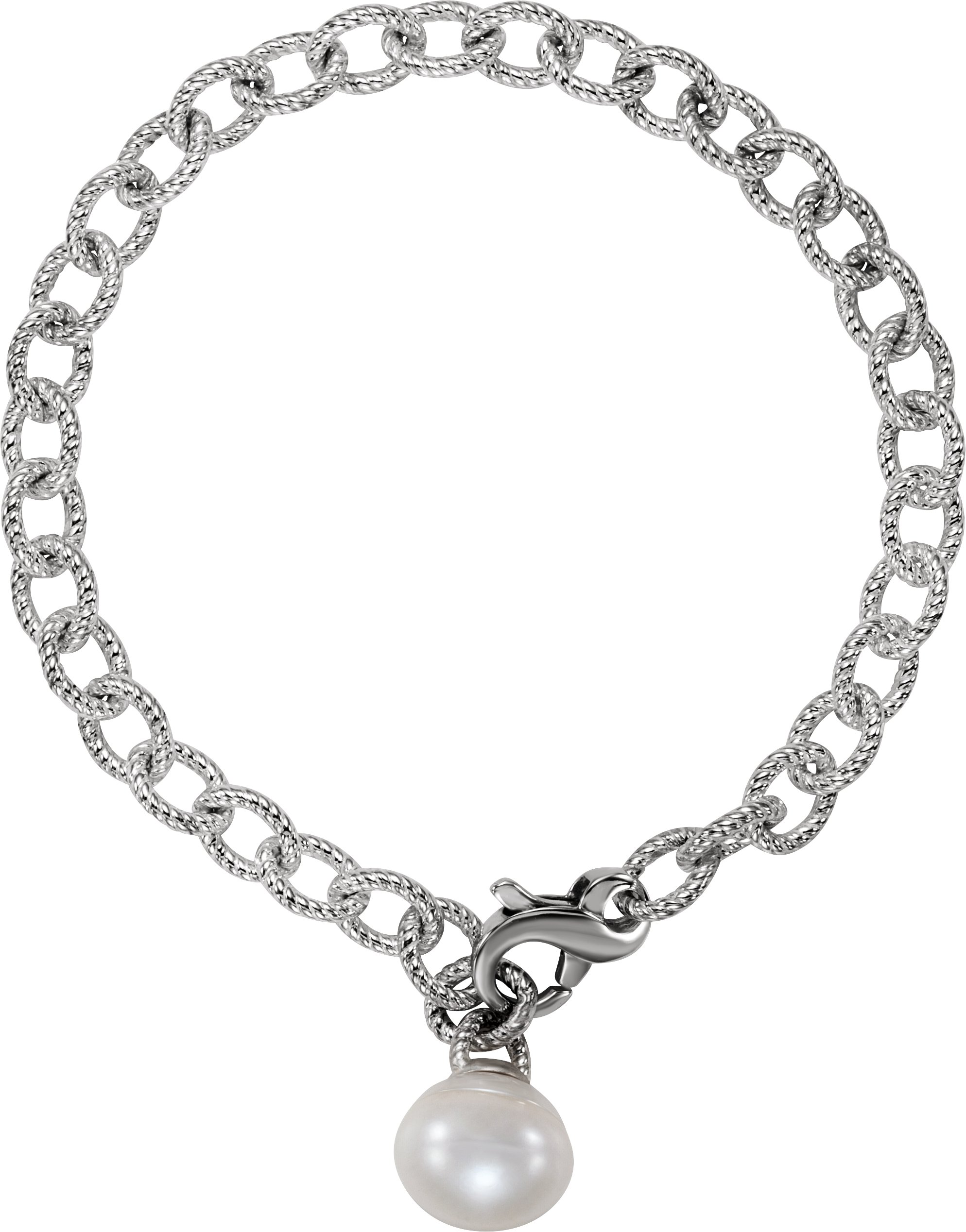 Sterling Silver Cultured White Freshwater Pearl 8 1/2" Bracelet