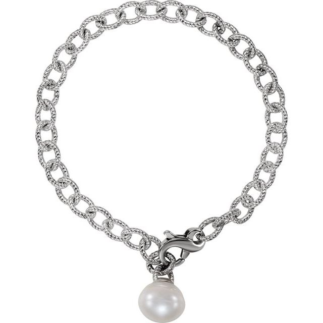 Sterling Silver Cultured White Freshwater Pearl 8 1/2