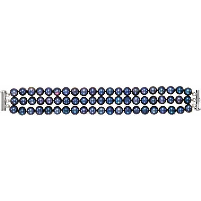 Sterling Silver Pearl 3-Strand Bracelet
