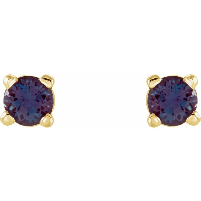 14K Yellow 2.5 mm Lab-Grown Alexandrite Earrings with Friction Post
