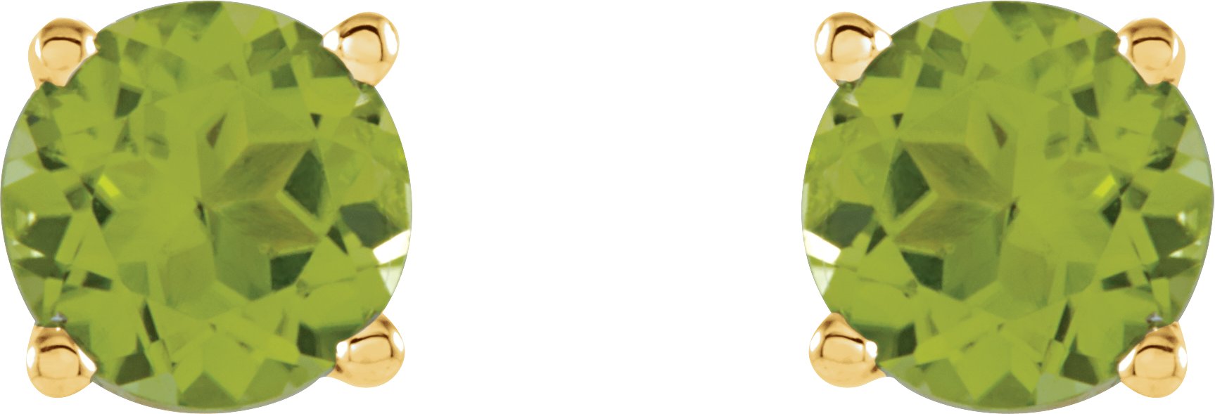 14K Yellow 5 mm Natural Peridot Stud Earrings