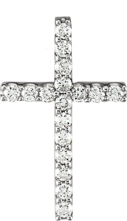 14K White 1/5 CTW Natural Diamond Petite Cross 18 Necklace