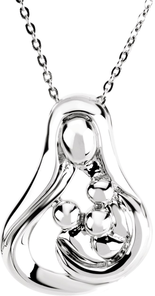 Sterling Silver 3 Child Mother-s Embrace 18" Necklace