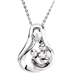 Sterling Silver 3 Child Mother-s Embrace 18" Necklace
