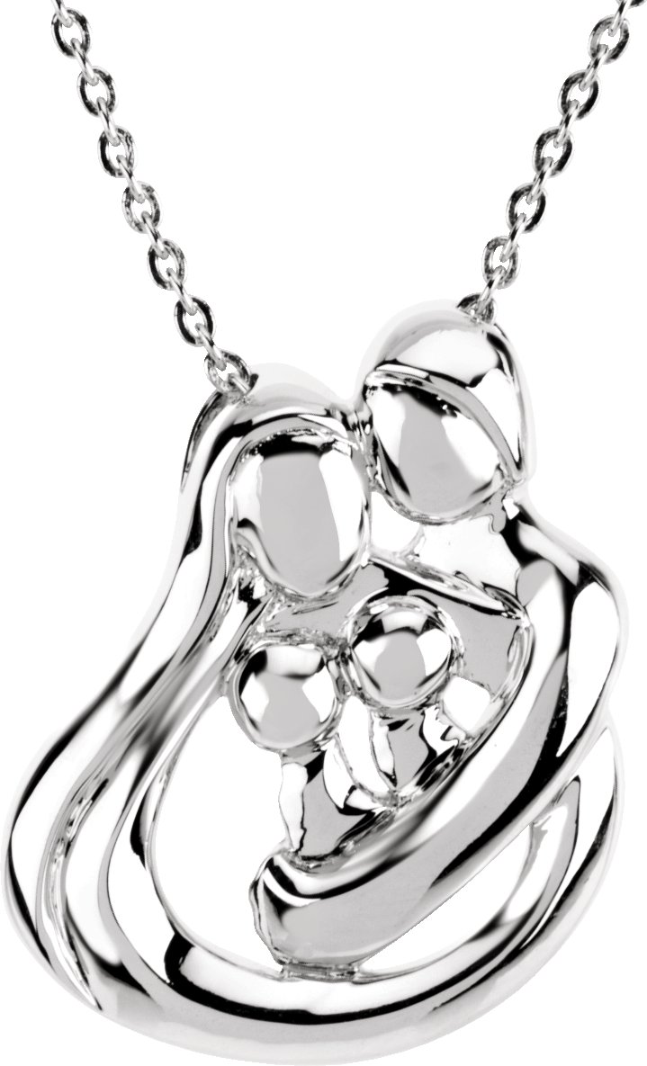 Sterling Silver Embraced by the Heart Family Necklace