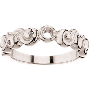 14K White 1-Stone Family Bezel-Set Ring Mounting