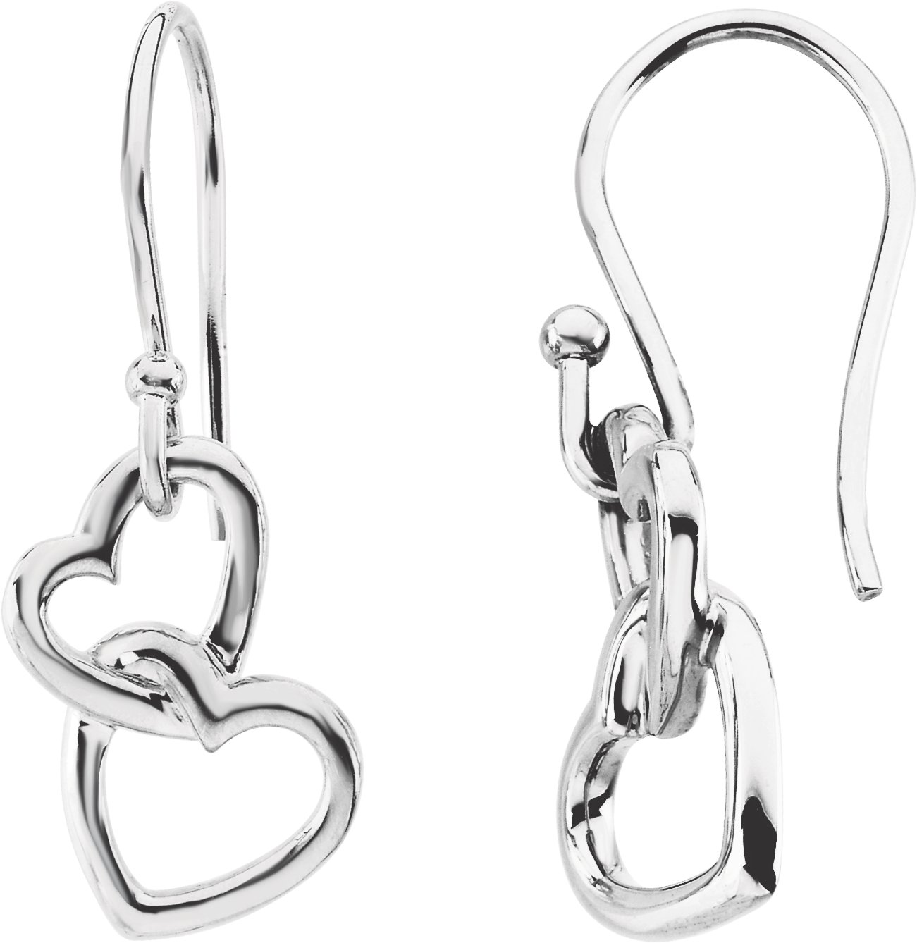 14K White 16.5x9.5 mm Interlocking Heart Earrings