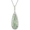 Sterling Silver Green Quartz and .33 CTW Diamond Halo Style 18 inch Necklace Ref 3627927