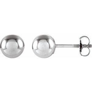 14K White 6 mm Ball Stud Earrings