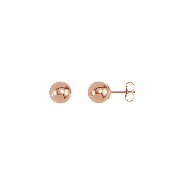 14K Rose 7 mm Ball Earrings