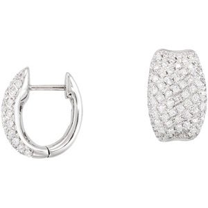 14K White 9/10 CTW Natural Diamond Hoop Earrings